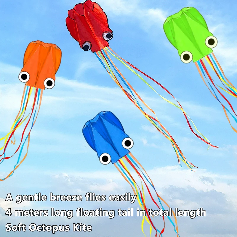 1 Set 3D Stereoscopic Octopus Kites Flying Toys For Children Nylon Ripstop Fish Kites Koi Inflatable Kites Outdoor Soft Kites