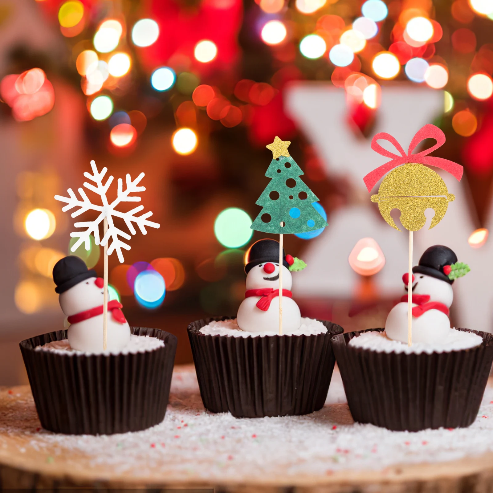

9pcs Christmas Cake Decorations Cupcake Toppers Reindeer Santa Hat Xmas Party Supplies Baking Dessert Picks xmas cake