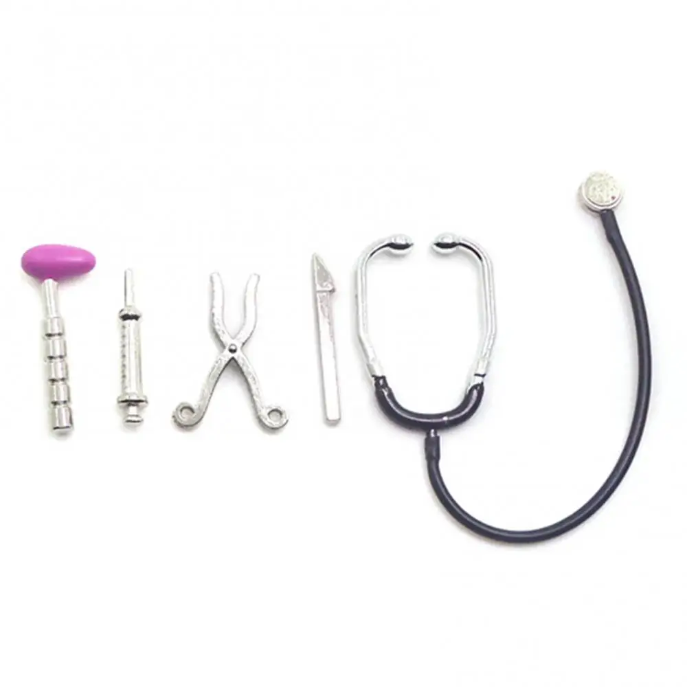 Mini 1/12 5Pcs Dollhouse Stethoscope Care Tools Hospital Accessories Toys Set