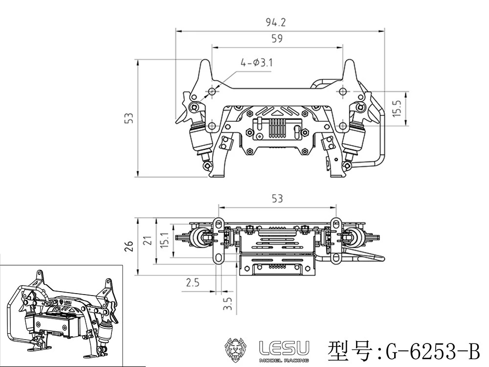 LESU RC Truck CAB Fester Karosserie-Bausatz Kabinen-Schnallenhalter für Tamiya 1/14 RC Truck Trailer für Scania 770S Metall-Schnallen-Upgrade-Teile – Detail 2
