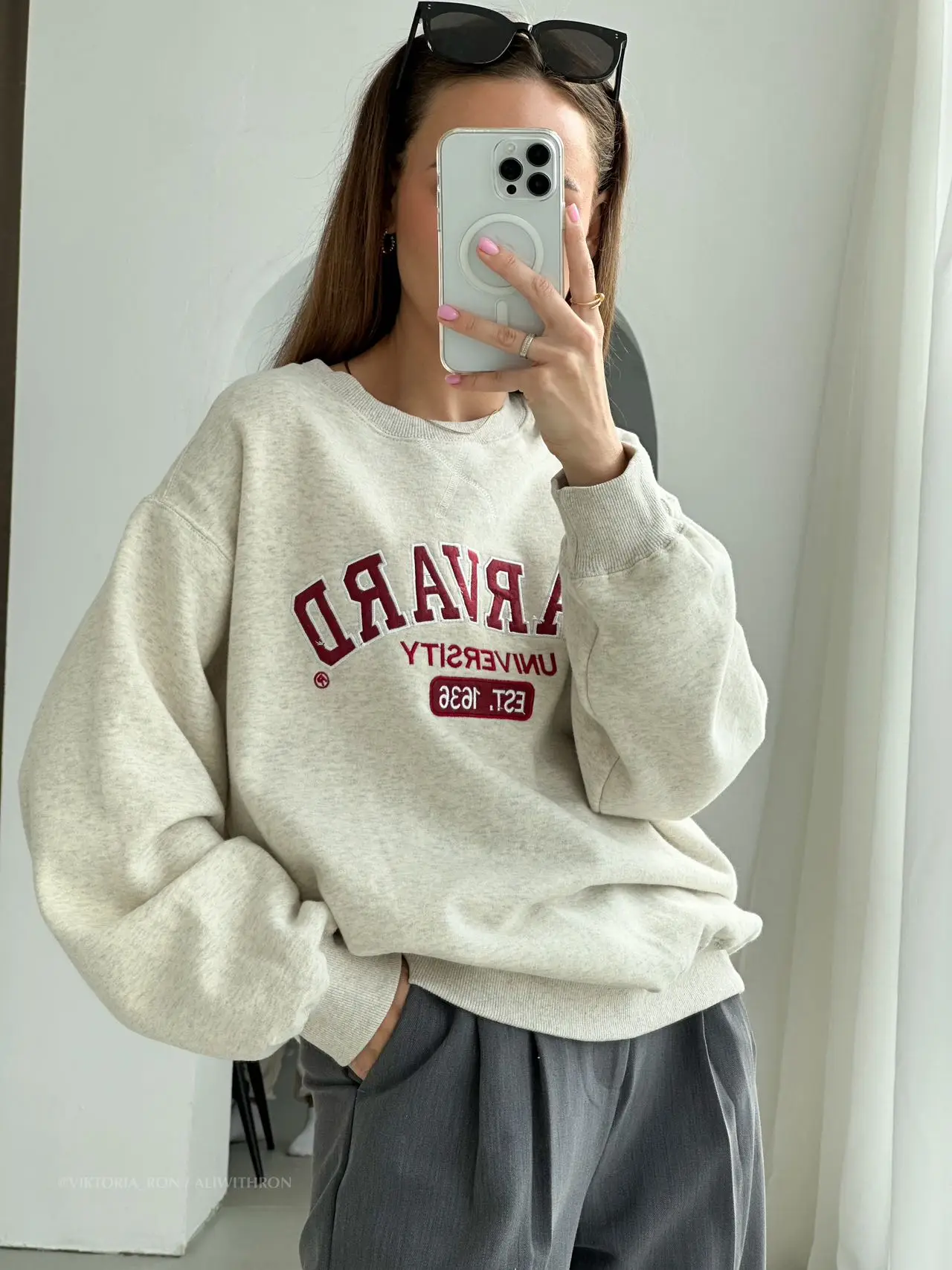 Heavy Industry Alphabet Embroidered Plush Casual Sweater Women\'s Spring Thick Warm Loose Student Wind Top sweatshirt