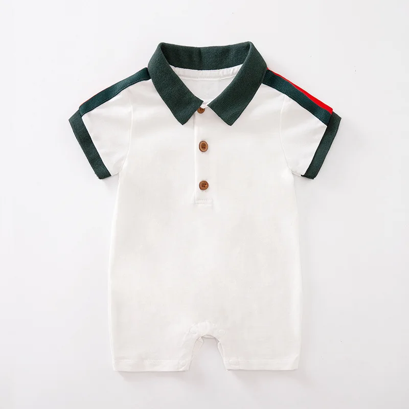 夏用幼児男の子ロンパース半袖ハーフボタンアップ襟付きオーバーオールファッションベビー服新生児と幼児向け