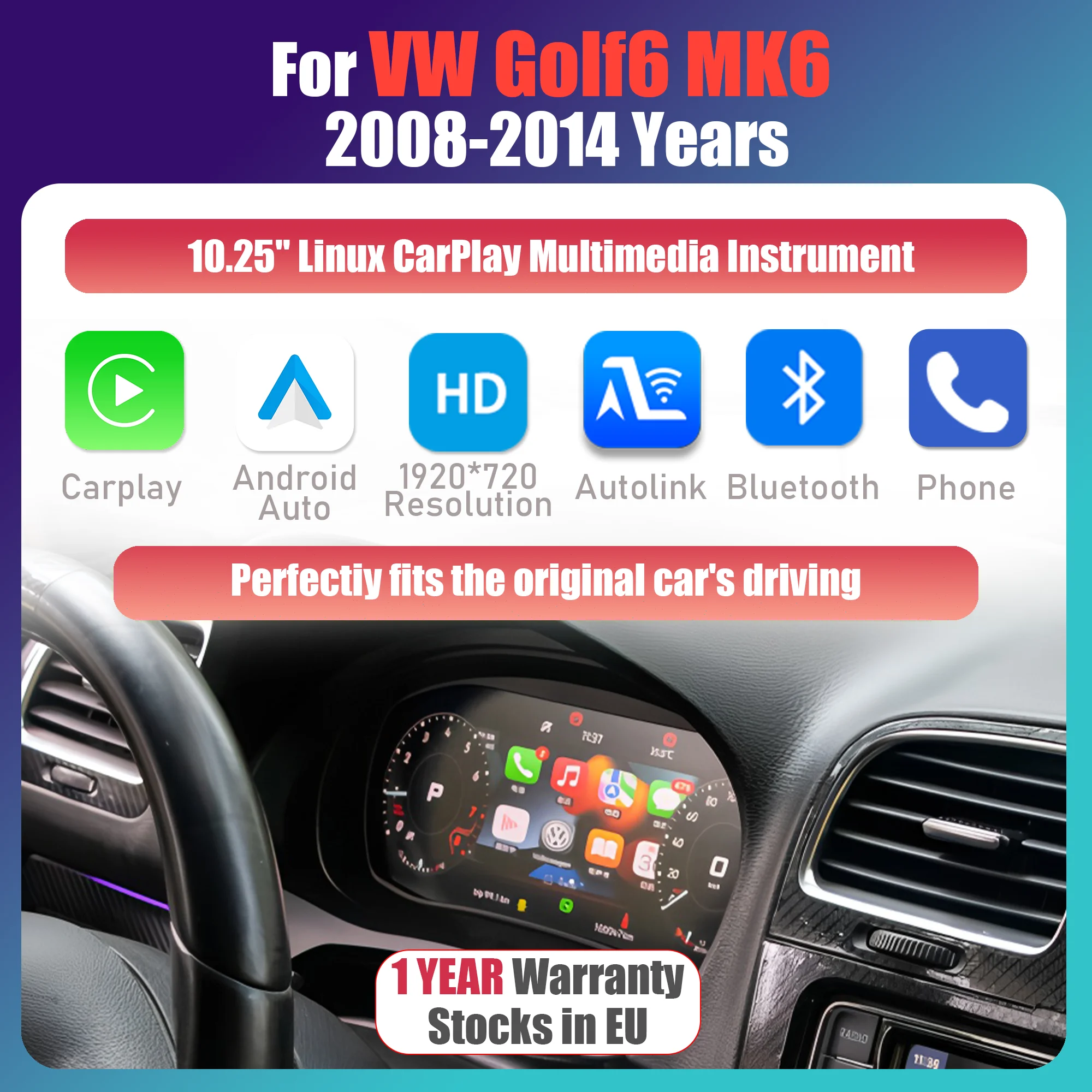 Linux LCD Digitaal Dashboard Cluster voor VW Golf 6 7 7.5 R-Line GTI GTE R MK6 7 2008-2020 Draadloze Carplay Android Auto Instrumentenpaneel Virtuele Cockpit