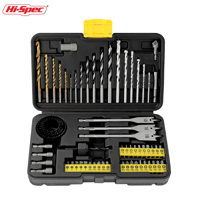 High Quality 63Pcs Titanium Coated Hss Twist Drill Bits Set And Case Plastic Wood Metal Drilling Tool Kit Tap Twist Drill Bit