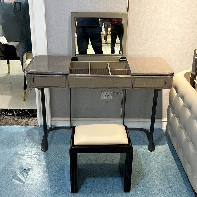 Modern multifunctional clamshell dressing table Solid wood paint high-end dressing table