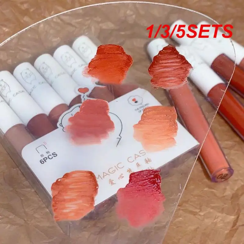 

1/3/5SETS Love Bear Lip Glaze Lasting Colored Lip Stick Set Lip Tint Mud Cosmetics Lip Gloss Moisturizing Velvet Matte Lipstick