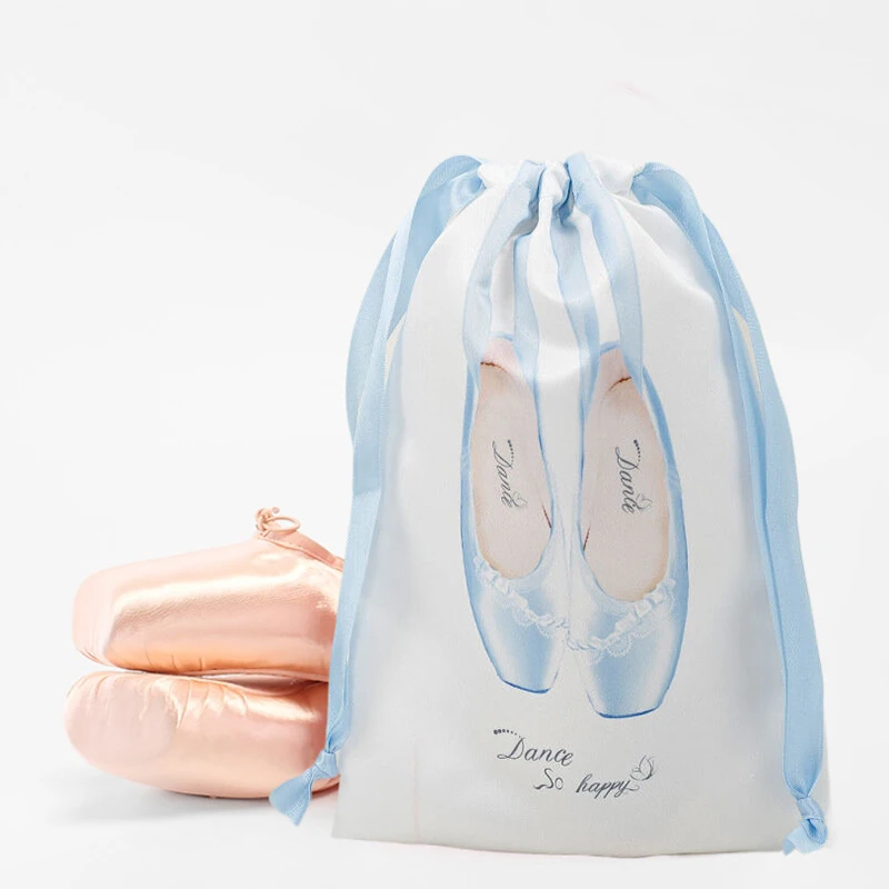 Pink White Dance Bag Shoes Storage Pouch Ballet Organizer Handbag Bags Pouches Satin Ballet Shoe Bag Dance Shoes Pouch