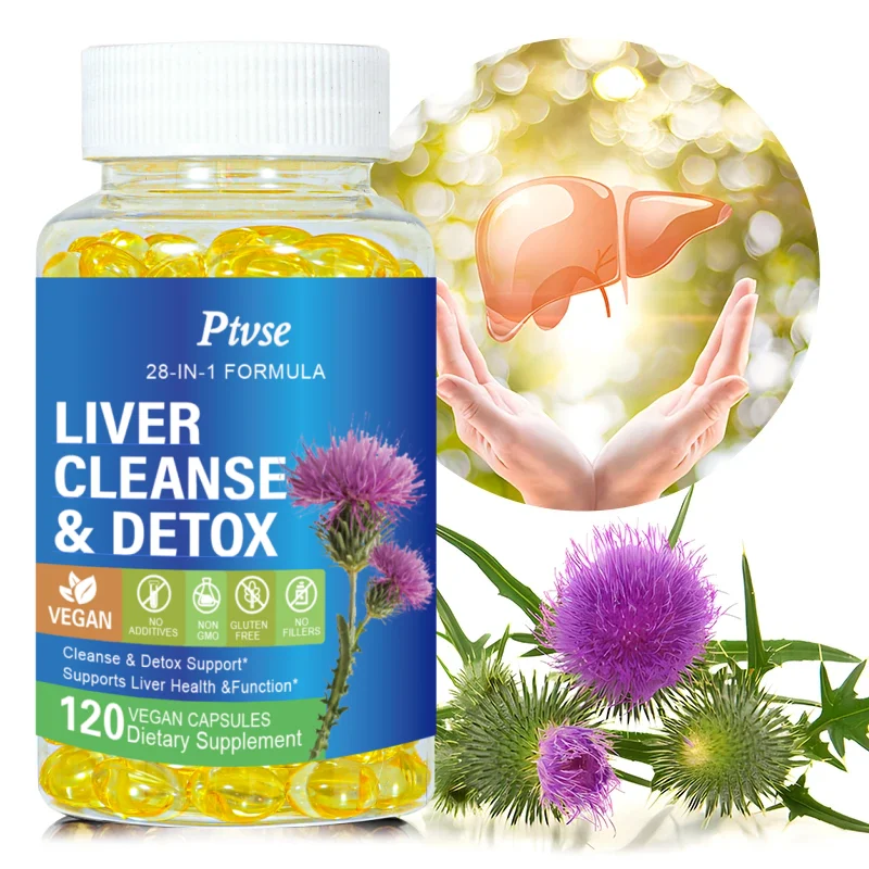 Ptvse Liver Cleanse & Liver Detox Supplement - with Artichoke, Milk Thistle & Dandelion for Men & Women for Liver Support