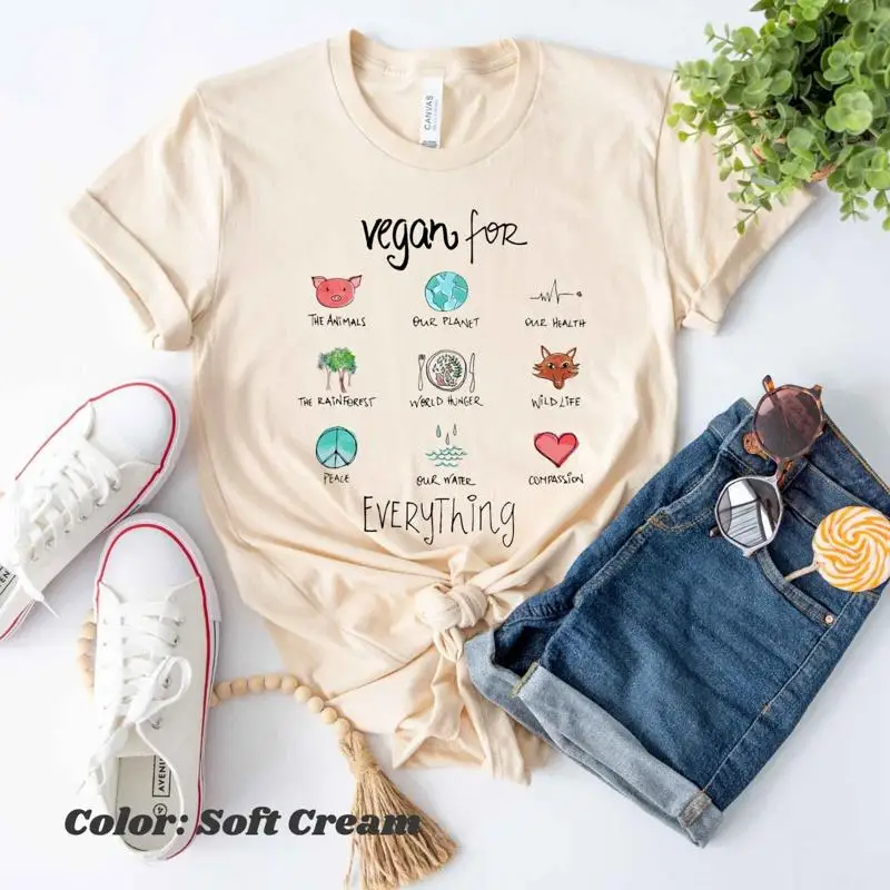 نباتي لكل شيء تي شيرت نباتي على أساس نباتي