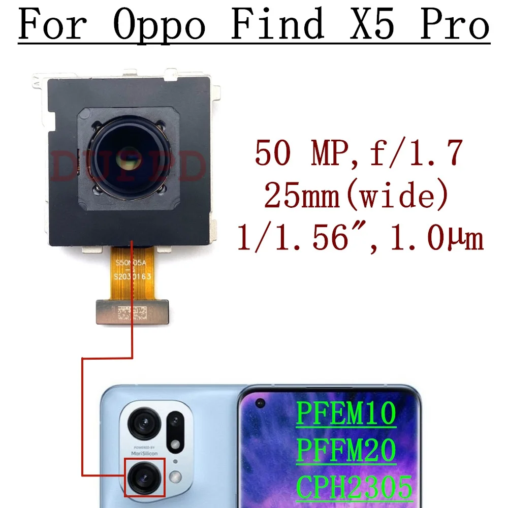 Original Rear Back Main Camera For OPPO Find X5 Pro PFEM10 CPH2305 PFFM20 Front Selfie Facing Wide Camera Module Flex Parts