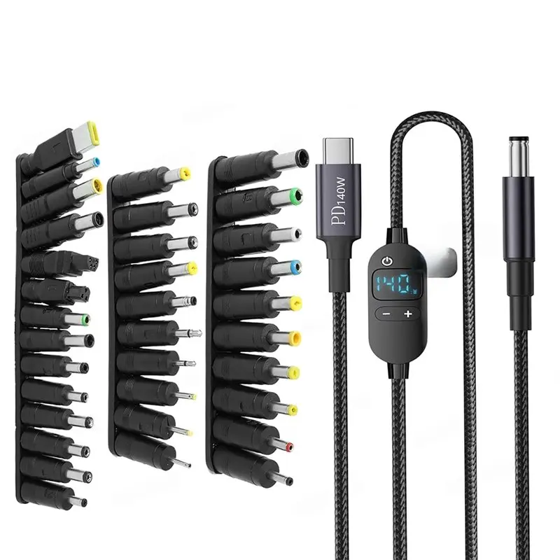 新しい-140-ワット-usb-c-から-dc-電源ケーブル-140-ワット-タイプ-c-から-5v-28v-調整可能な電圧アダプターコネクタケーブル、ラップトップルーター用