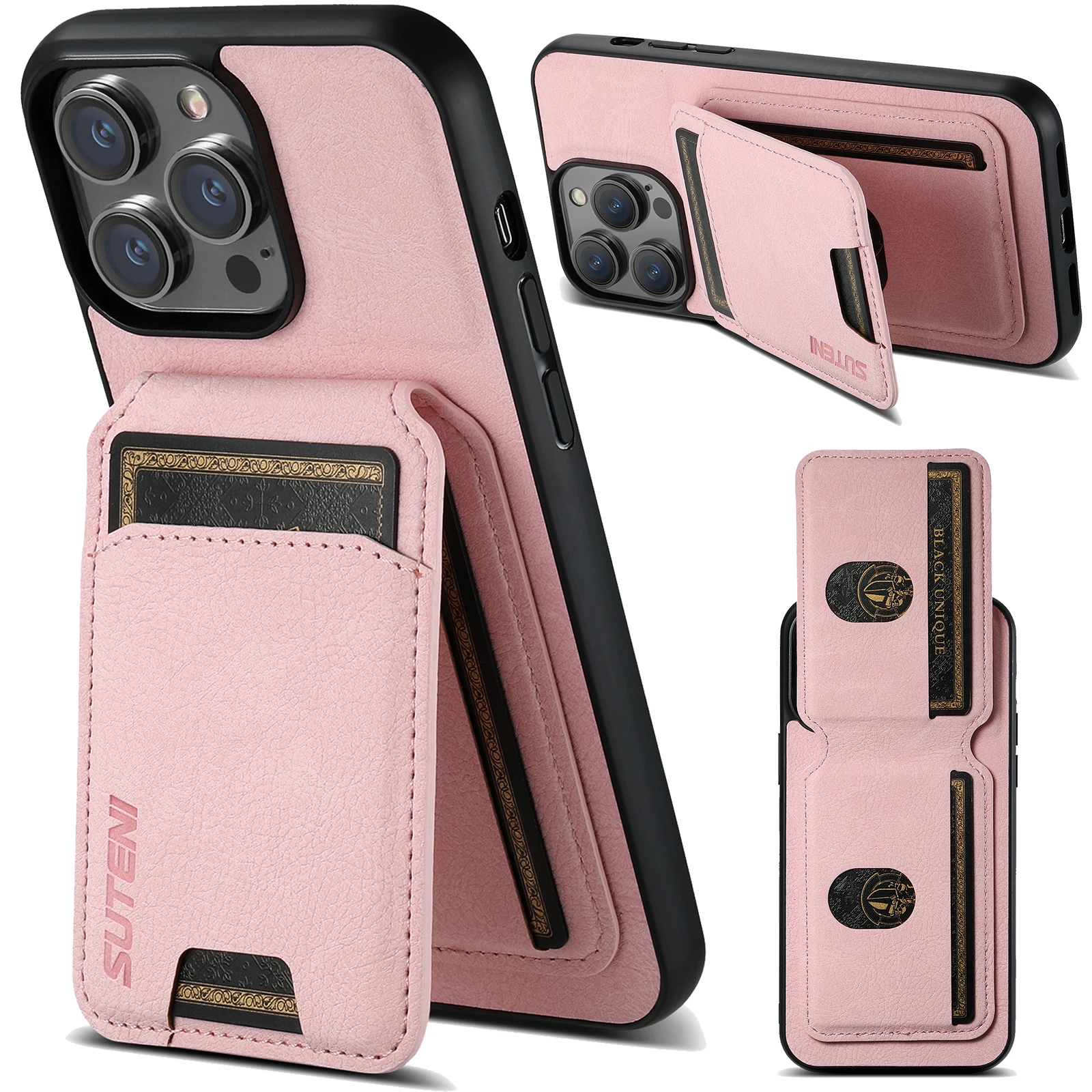 SUTENI Kartenhalter Kartenhülle Handyhülle Luxus PU Leder Handyhalter für iPhone 16 Pro Max 15Plus 14 13 12 11 XR X – Detail 34