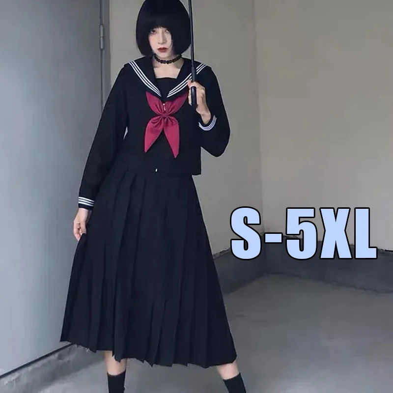 Plus size Japanese Black School Uniform Cosplay Costumes Game Anime Girls JK Uniform Outfit Sailor Cos Party BL Men Sissy CD TS