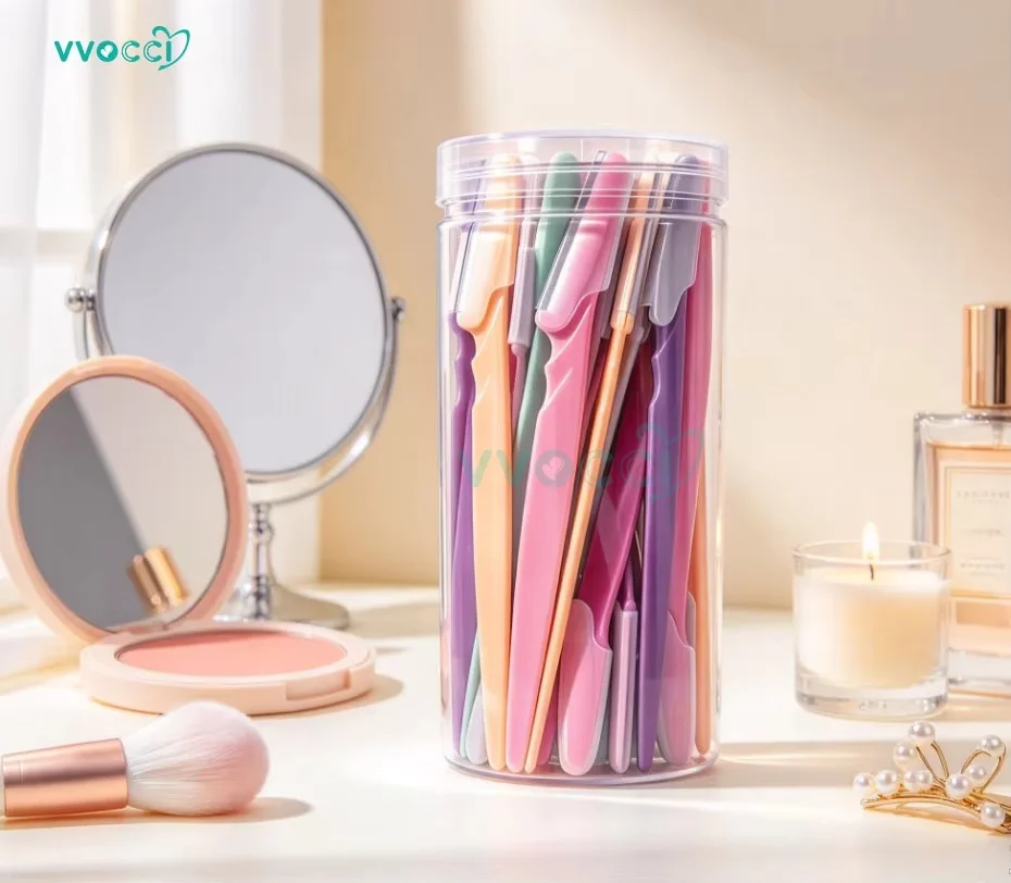 vvocci 20-Pack Body Hair Removal Shaver Blades | Eyebrow Shaping Trimmer & Razor | Safe Facial Beauty Tool for Makeup