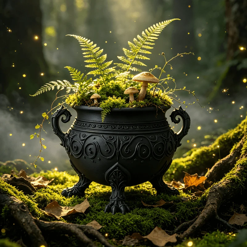 Gothic Cauldron Planter Pot with Feet Black Vintage Decorative Flower Pot for Indoor Plants Succulent Cactus Home Decor