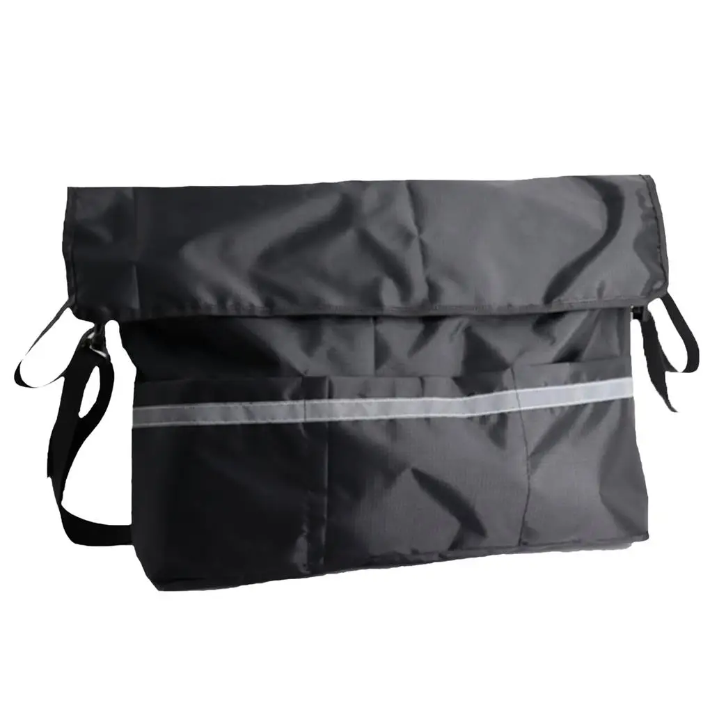 Wheelchair Back Storage Bag Waterproof Wheelchair Bag Hang on Side Black Storage Organizer for Home Outdoor Hospital