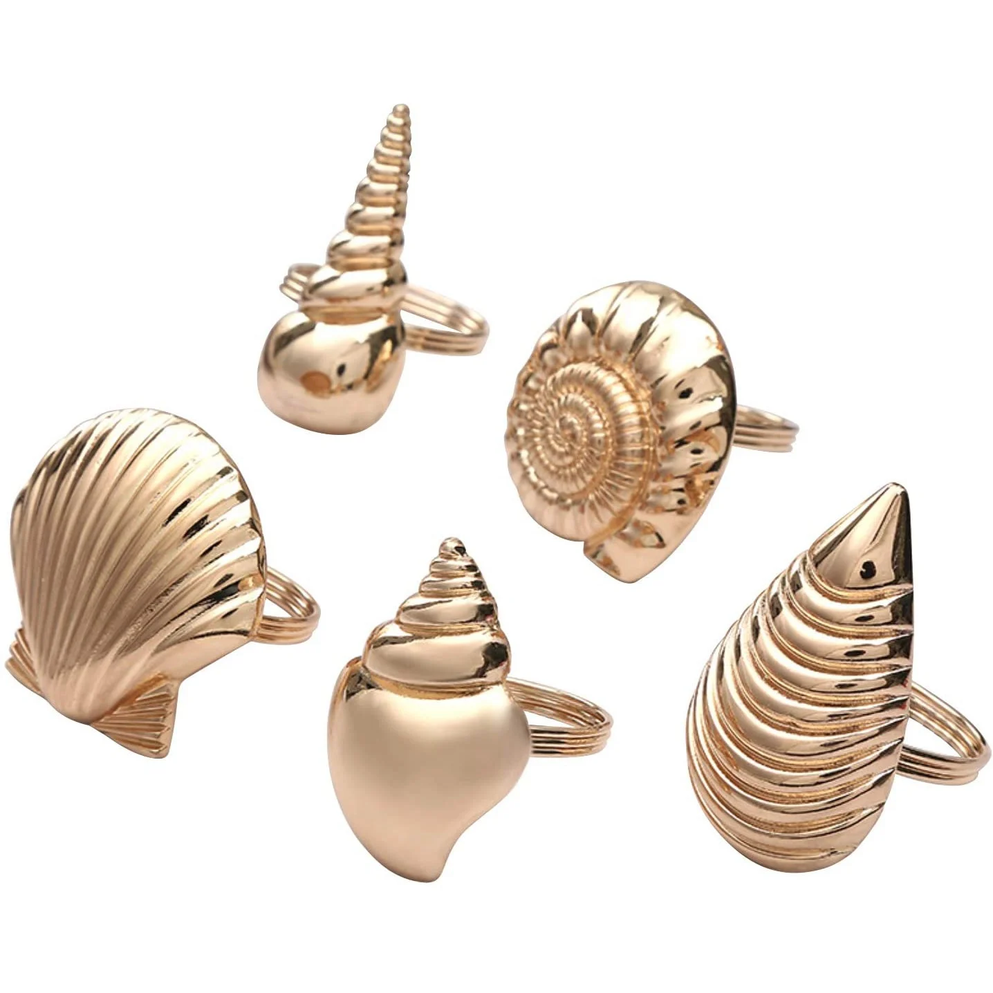 Coastal Theme Sea Shells Metal Napkin Rings for Weddings Receptions Dinner Parties Family Gatherings Table Supplies