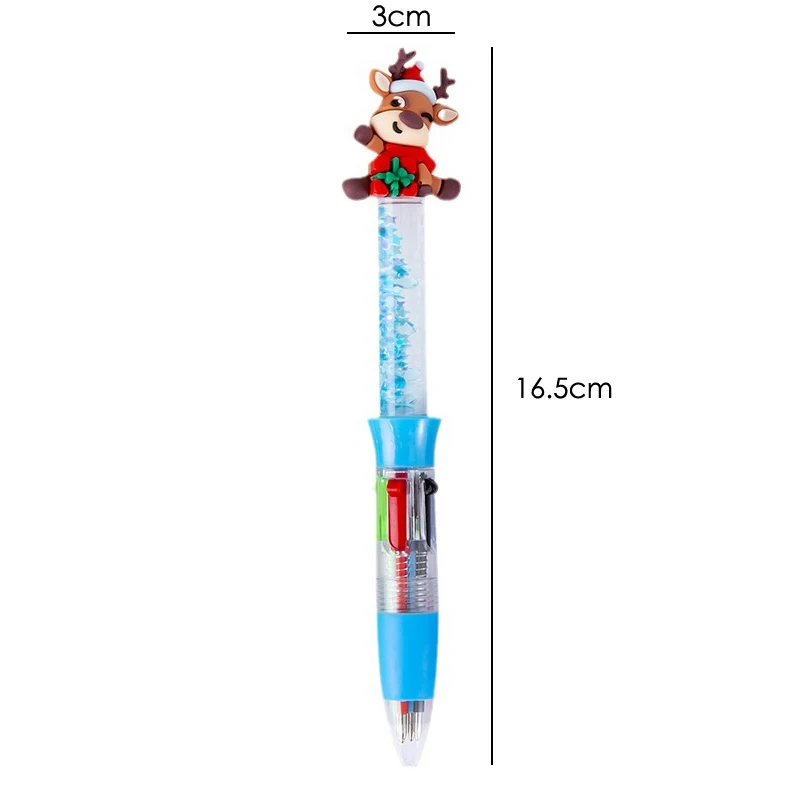 การ์ตูนคริสต์มาส Quicksand ปากกาลูกลื่นสี่สีกดปากกาลูกลื่นอุปกรณ์สํานักงานเครื่องเขียนนักเรียนของขวัญ