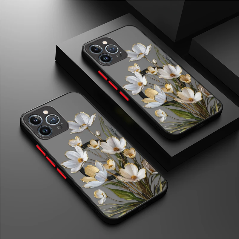 

Phone Case For iPhone 14 7 8 Plus 13 Mini 12 Pro 11 15 16 17 Pro Max SE XR XS Flower Magnetic For Magsafe Wireless Charge Cover