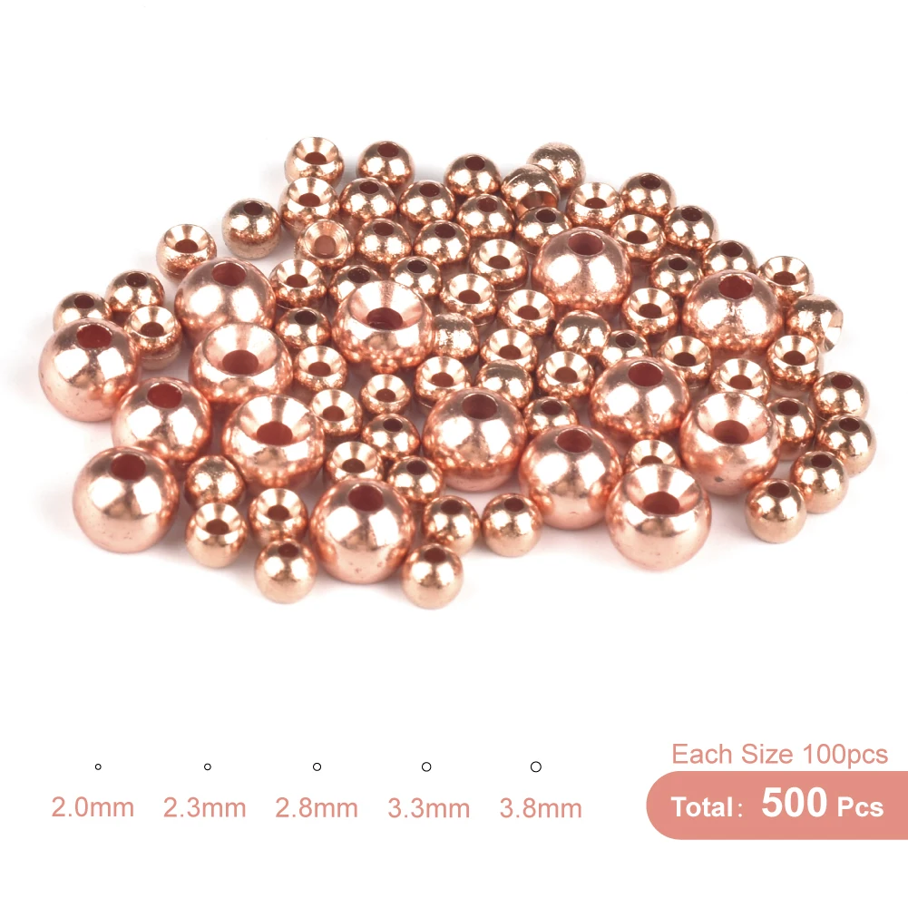 MUUNN 500pcs 2.0/2.3/2.8/3.3/3.8mm Fly Tying Countersunk Tungsten Beads ,Nymph Flies Head Material,Fishing Accessory