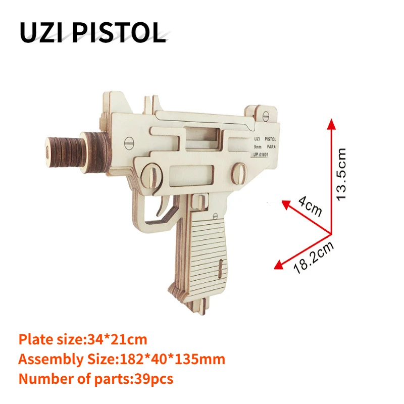 3D Wooden Jigsaw Puzzle Wooden Building Model Handmade Military Themed Gun Model Wooden Bus DIY Educational SimulationToys