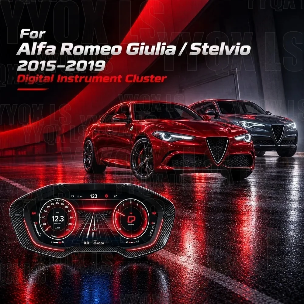 2026 Digital Cluster For Alfa Romeo Giulia/Stelvio LCD Instrument Cluster 2015-2019 Car Virtual Instrument Panel Speedometer