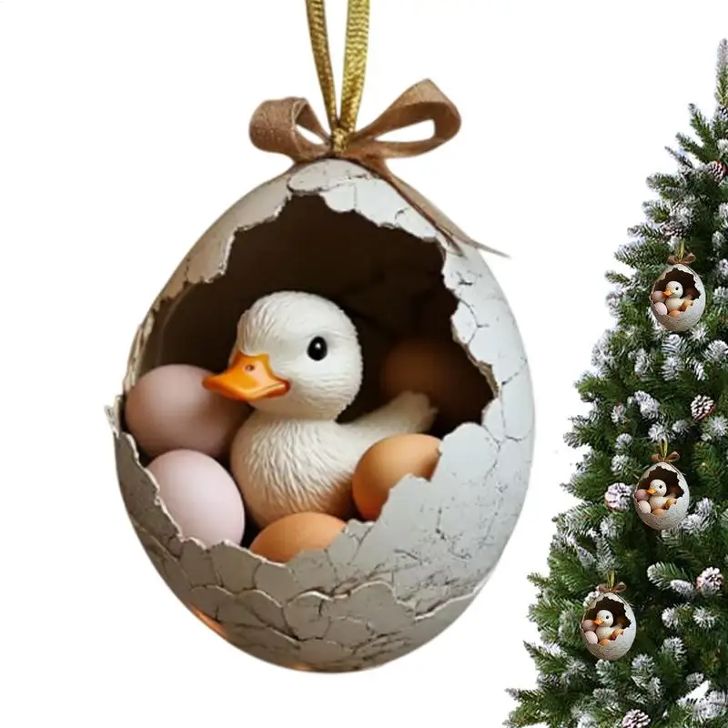 acrylic animal egg ornament Christmas tree animal egg ornament  Animal Figurine Baby chicken Egg Christmas Tree Hanging Decor