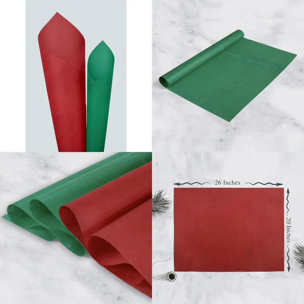 

Red and Green Chrisas Tissue Paper - 30 Sheets - 20 x 26 Inches - Git Wrap, Crats, Decorations