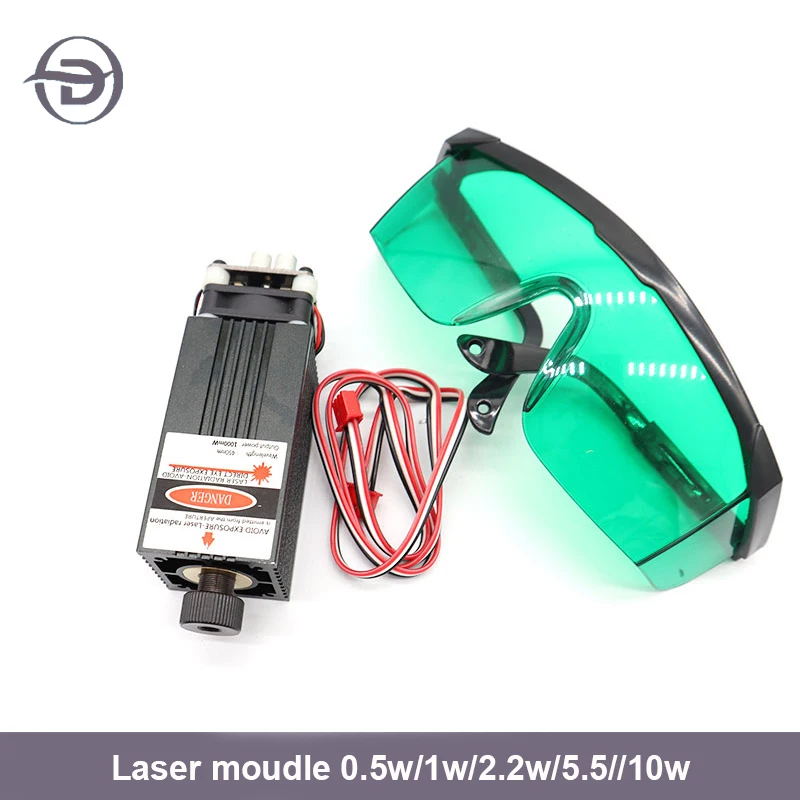 500mW-10W 405NM 12V Blue Violet Laser Module Adjustable Focal Laser Head With TTL PWM Control With Goggles For Laser Engraver