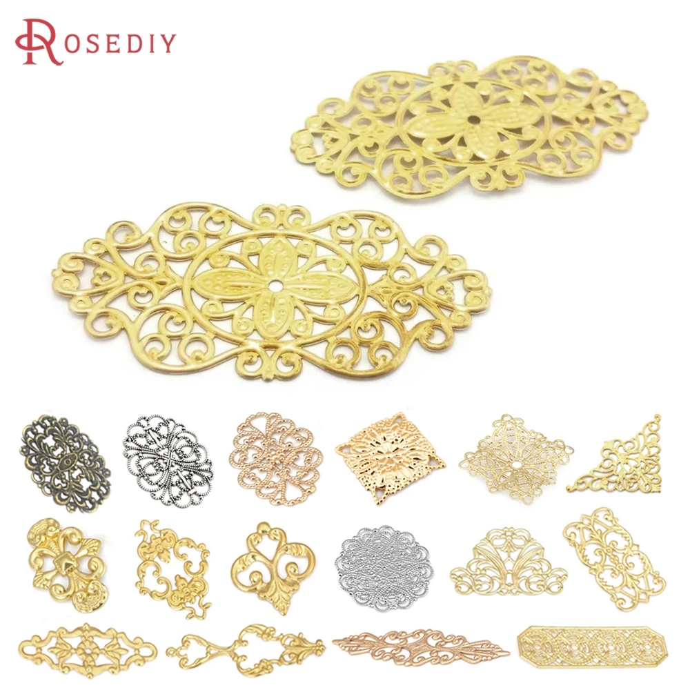 18K Gold Color Brass Long Rhombus Decorative Spacer Disk Jewelry Earrings Making High Quality Diy Findings Accessories