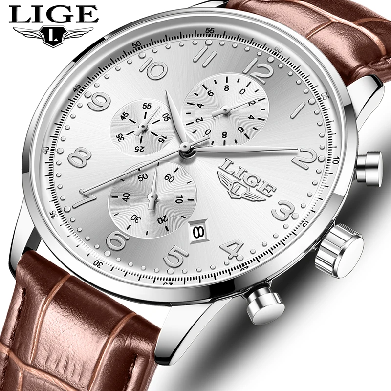 ساعات رياضية رجالية من LIGE ساعات رجالية فاخرة بسيطة مقاومة للماء ساعة يد كوارتز للرجال montres hommes