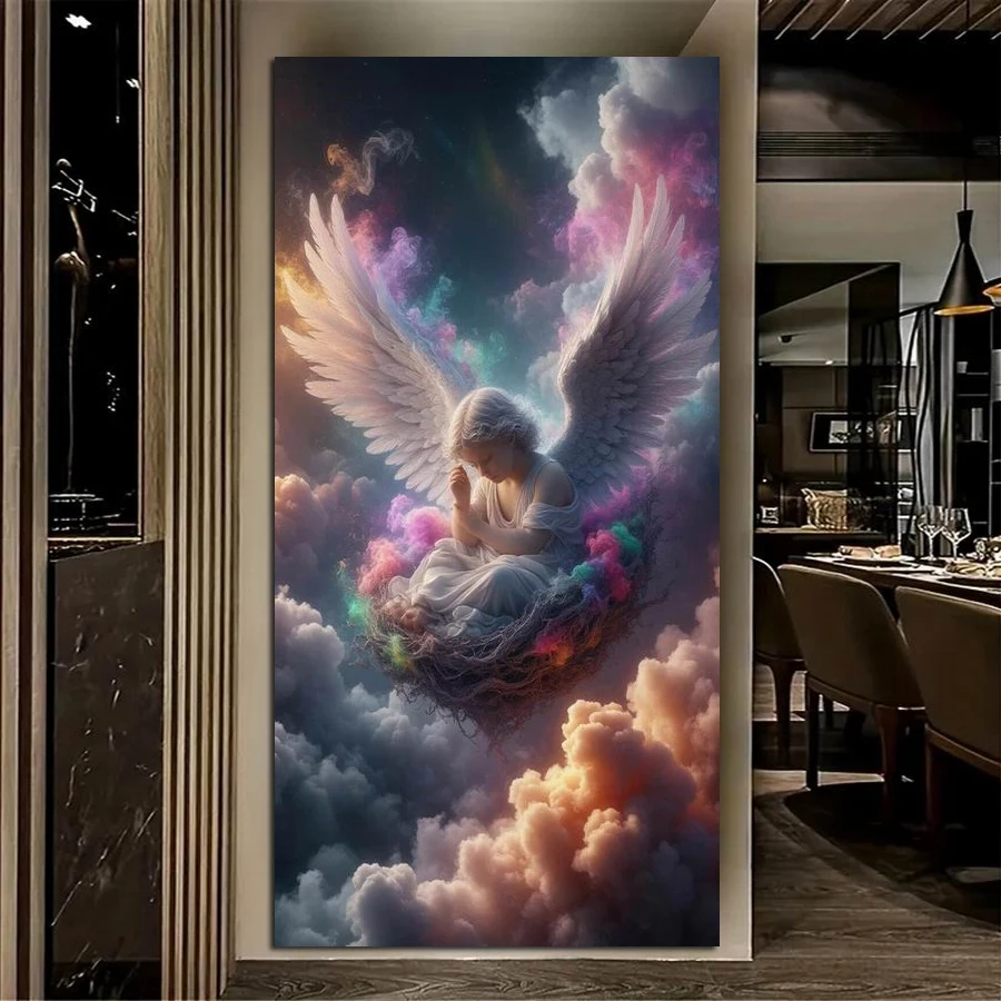 

Fullcang облако крыло ангела большой размер Diy наборы для алмазной живописи полная квадратная круглая дрель мозаика вышивка картина Настенный декор