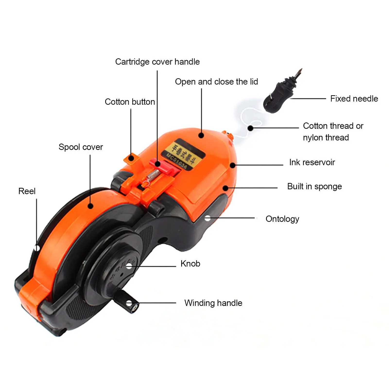 Chalk Line Tool, Woodworking Mini Ink Marker Fountain Automatic Manual Pipeline Chalk Line Enough Line Length Tool - No Ink