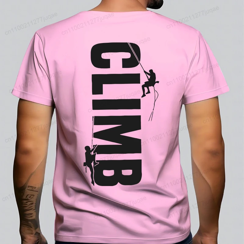 New Fashion Men's Summer T-Shirts Men's Climb Rock Climbing Bouldering Vintage Vertical Climber T Shirt Rock Climbing Tee Tops