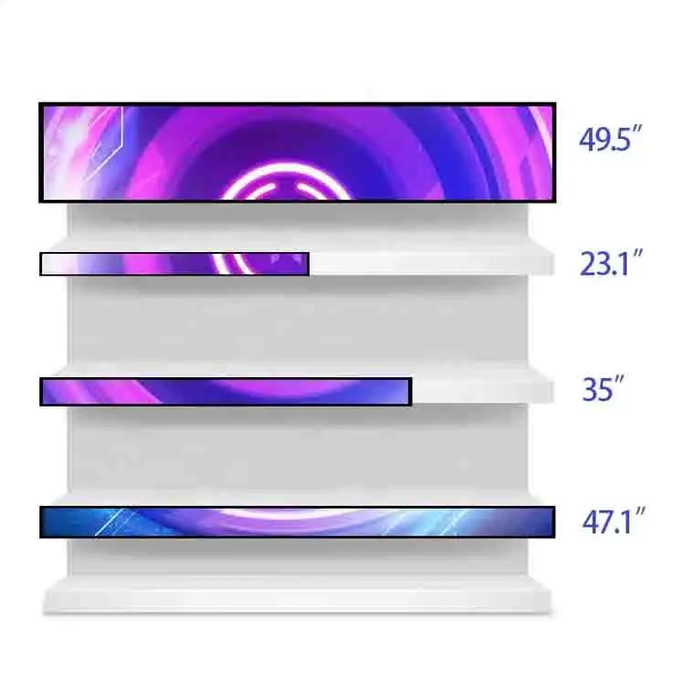 12 14 19 24 28 37 43 47 Inch 700 Wall Mount  Wide Strip Shelf Edge Advertising Screen   Stretched Bar Lcd Display