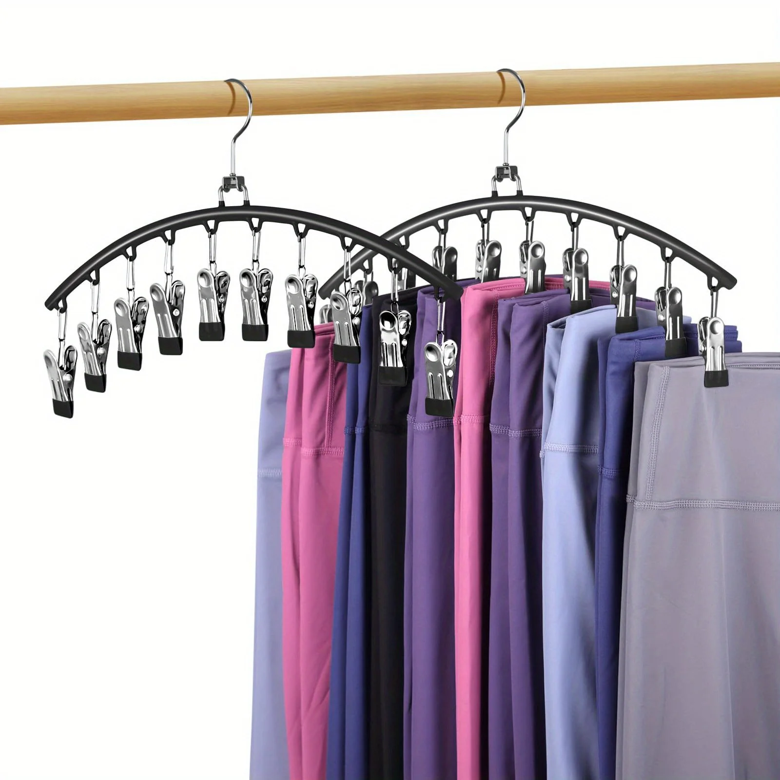 Yoga Pants Hangers with 10 Clips Legging Organizer for Closet Hanging Closet Organizer Coated Closet Organizers Space Saving