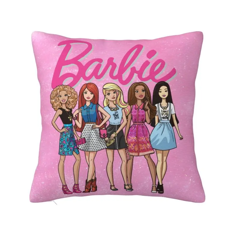 Custom Pink Girl Barbie Throw Pillow Covers Home Decor Modern Cushions Cover For Sofa Car Seat Square Polyester Pillowcase