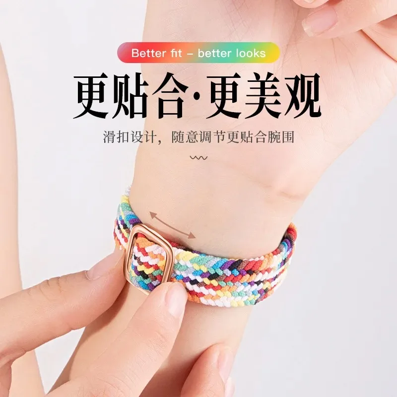 Nylon Strap for Apple Watch 9 8 7 45mm 41mm Ultra 49mm Slim Braided Loop wristband iWatch 6 5 4 SE 44mm 40mm 10 46mm 42mm correa