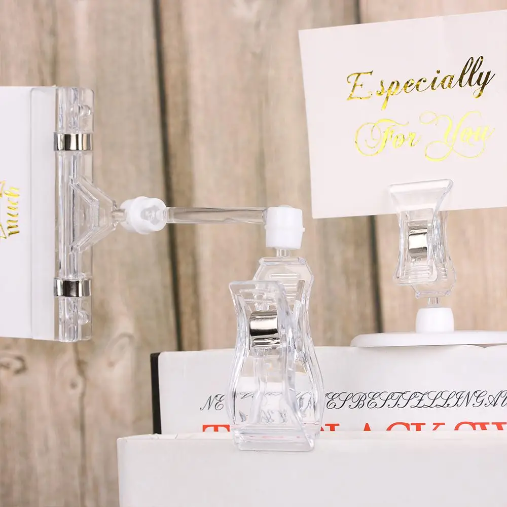 2PCS Office School Supplies Useful Double Clips Display Holder Plastic Transparent Advertising Folder