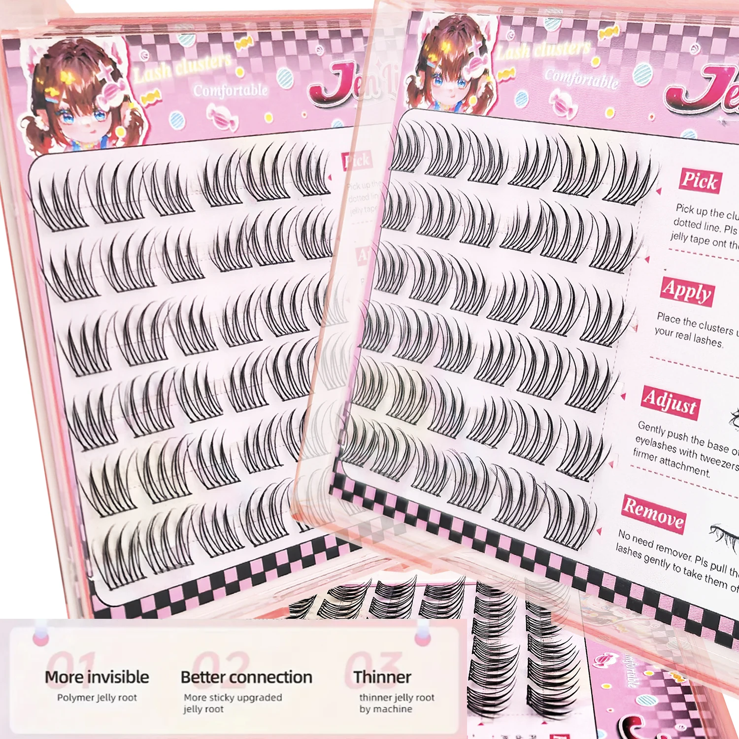 Self Adhesive Eyelashes Cluster Lashes No Glue Individual Lashes Soft Idol Lash Clusters Reusable Self Adhesive Lashes
