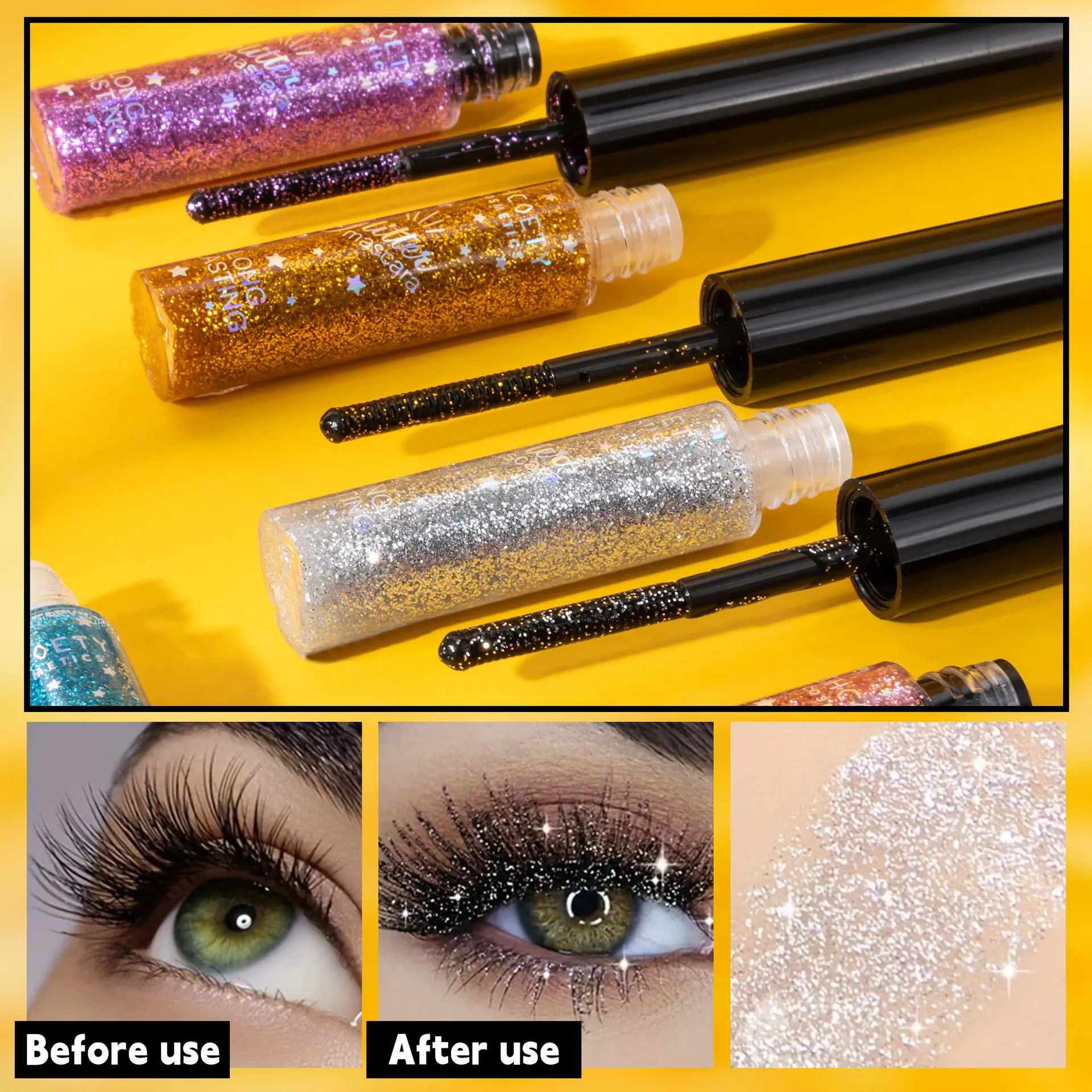 Mascara diamant brillant, 5 couleurs, imperméable, Volume 3D, paillettes à séchage rapide, maquillage de fête, Festival, 5ml