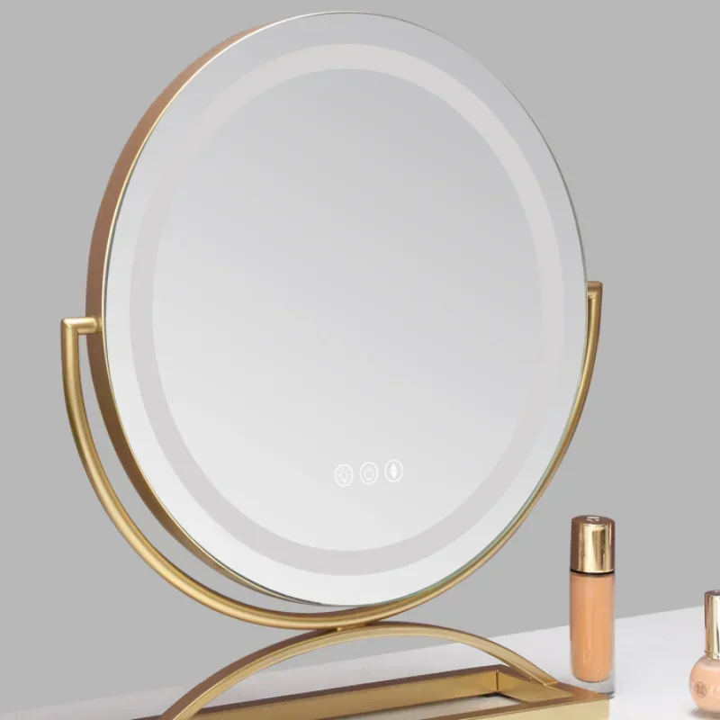 Gold Decorative Mirror Table Touch Switch Glass Hairdresser Jeweler Vanity Decorative Mirror Light Espelho De Mesa Home Decor