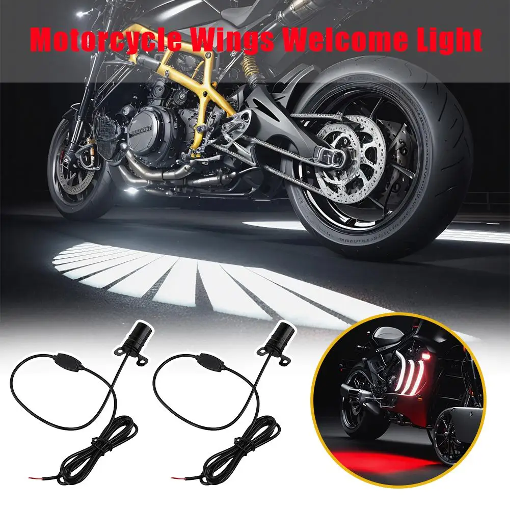 Motorcycle Wing Welcome Light Angel Wing Light Rearview Welcome Wing 1pair Light Motorcycle Accessories Projection Carpet M W0F6