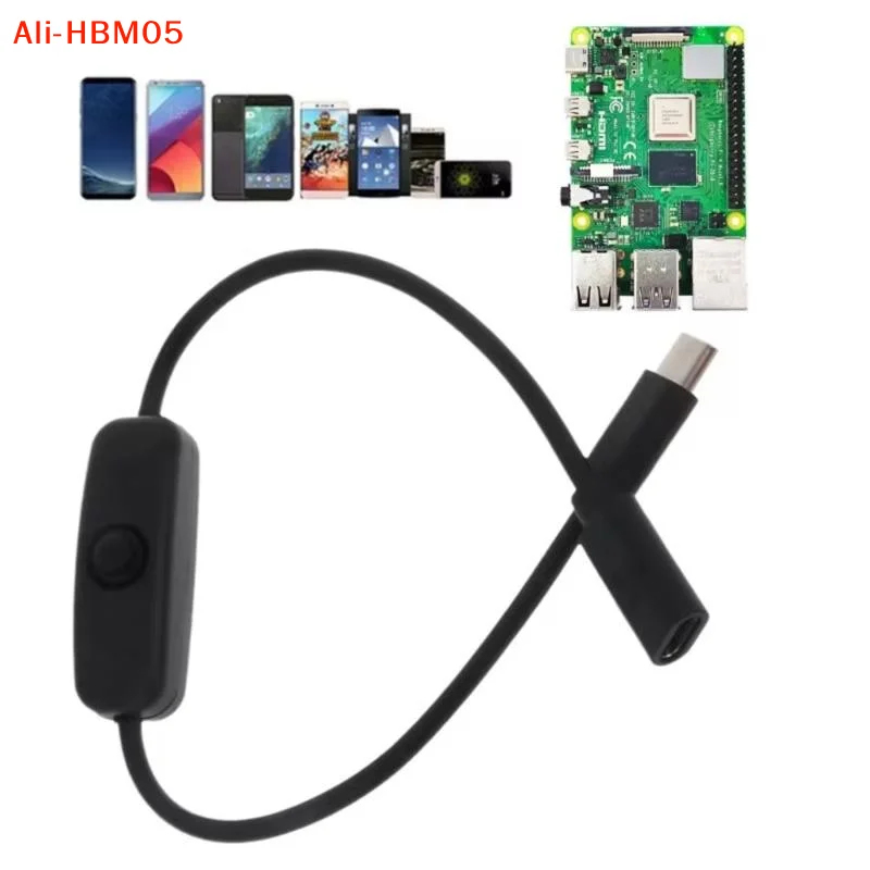 (HB05)1Pcs Universal 4A High Current Type C Male And Female Extension Cable With On/Off Switch Button Type-C Power Cord