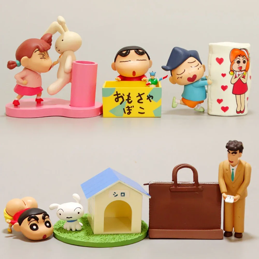 Crayon Shin Chan Cartoon Figure Kawaii Toy Anime Pen Container Series Decorations Action Figurines Japanese Toys Cute Gift