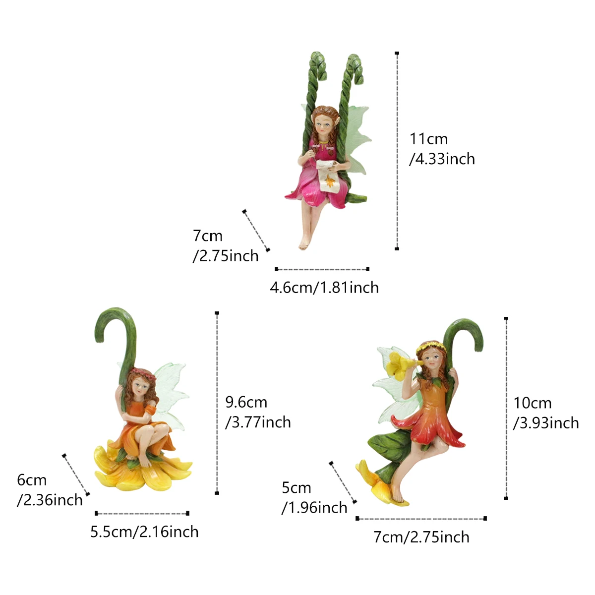 3pc Tree Vine Flower Fairy, Creative Garden Bonsai Decoration Pendant, Home Multi Scene DIY Decoration Crafts Pendant
