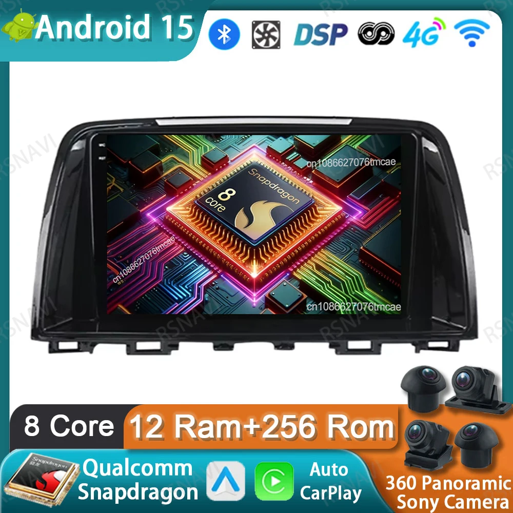 

Car Radio Android 15 For Mazda 6 GJ Atenza Touring Sport GT Multimedia Autoradio BT Navigation DVD 5G WIFI Stereo Qualcomm GPS