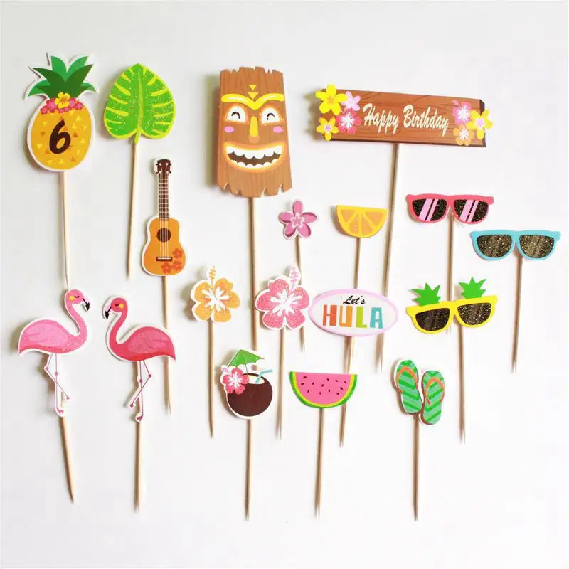 Obst Ananas Flamingo Aufkleber Kuchen Dekor Hawaii Geburtstag Party Dekoration Luau Tropical Sommer Strand Hawaiian Party Dekor