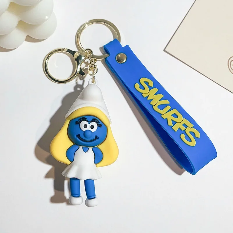 Creative Cartoon Papa Smurf/Smurfette Doll Keychain Pendant Anime Peripheral Decoration Bag Accessories Daily Gift for Friends