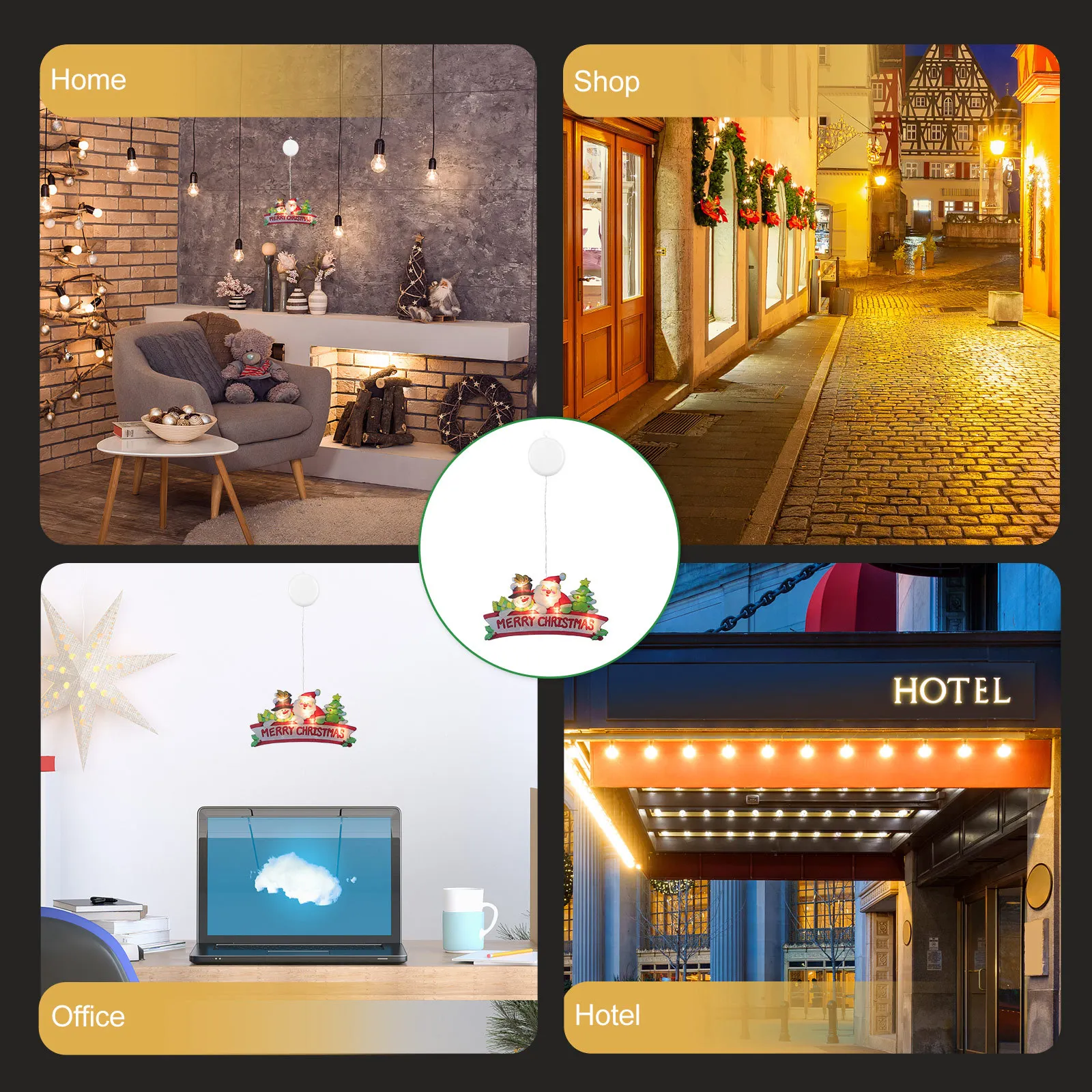 1 pièces lumière de noël ventouse lampe LED noël suspendus fenêtre décor fête vitrine pendentif atmosphère aménagement éclairage
